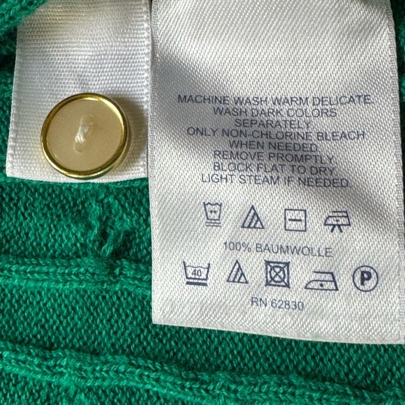 Lands' End Green Cable Knit Cardigan - Picture 4 of 7